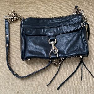 Rebecca Minkoff black purse crossbody with gold hardware